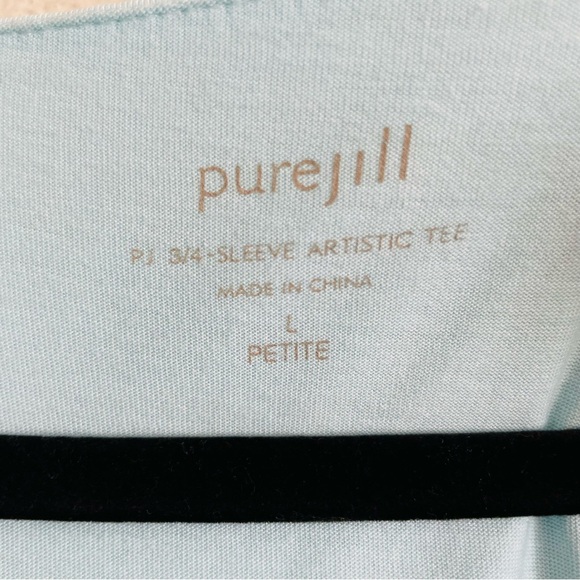 Pure Jill Blue 3/4 Sleeve artistic tee size L petite layered stretch comfort - Picture 5 of 8